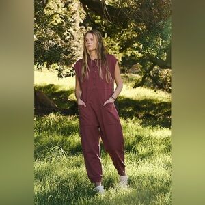 Free people all day everyday pink Henley jumpsuit size small